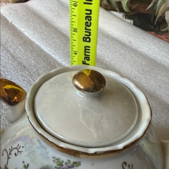 Antique Floral Teapot with Gold Accents - Picture 9 of 11